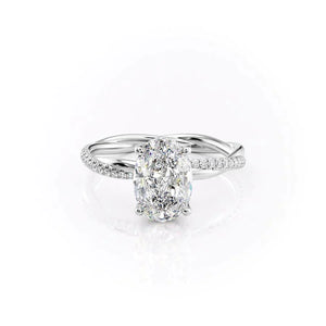The Stacey Set  With A 3 Carat Oval 18K White Gold Moissanite