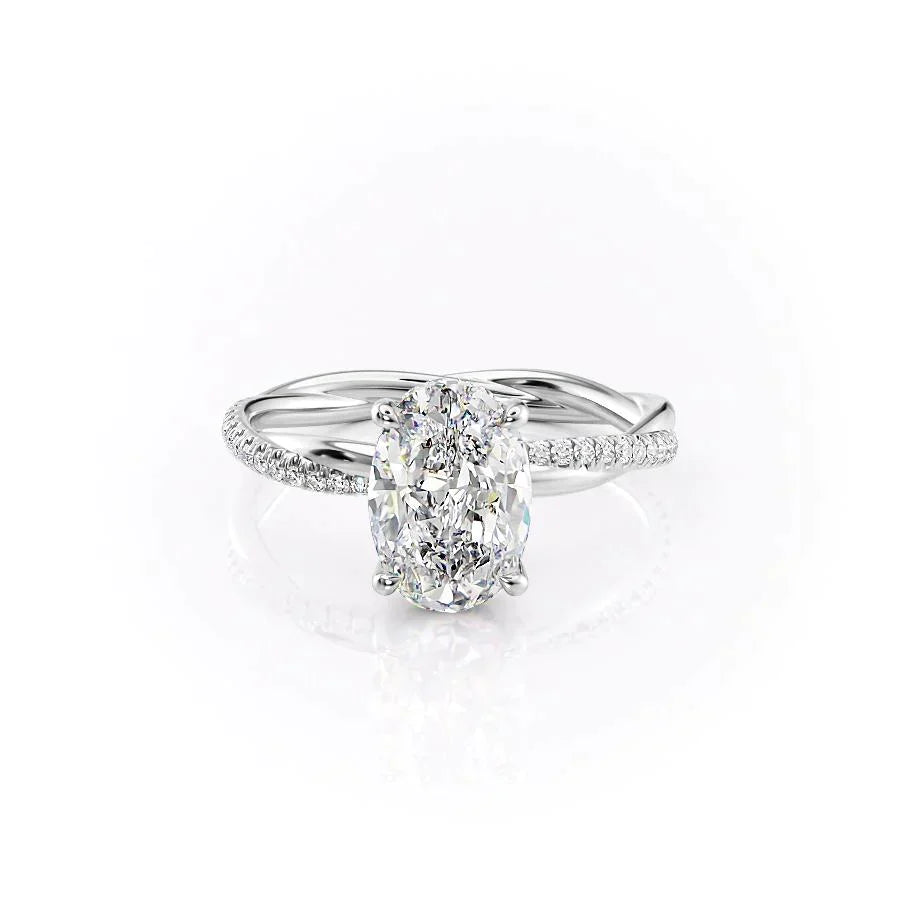 The Stacey Set  With A 1.5 Carat Oval 18K White Gold Moissanite