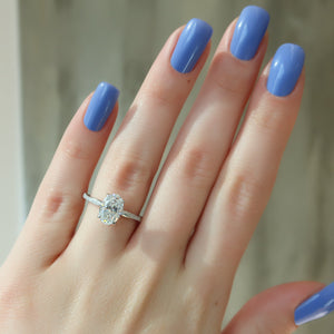 The Stacey Set With A 1 Carat Oval 18K White Gold Lab Diamond