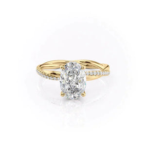 The Stacey Set  With A 1 Carat Oval 18K Yellow Gold Moissanite