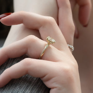 The Stacey Set With A 1 Carat Oval 18K Yellow Gold Lab Diamond