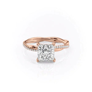 The Stacey Set  With A 5 Carat Princess 14K Rose Gold Moissanite