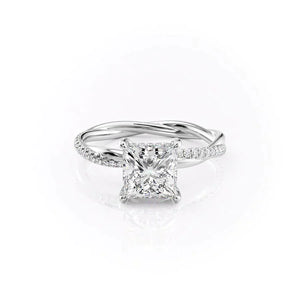 The Stacey Set  With A 2 Carat Princess 14K White Gold Moissanite