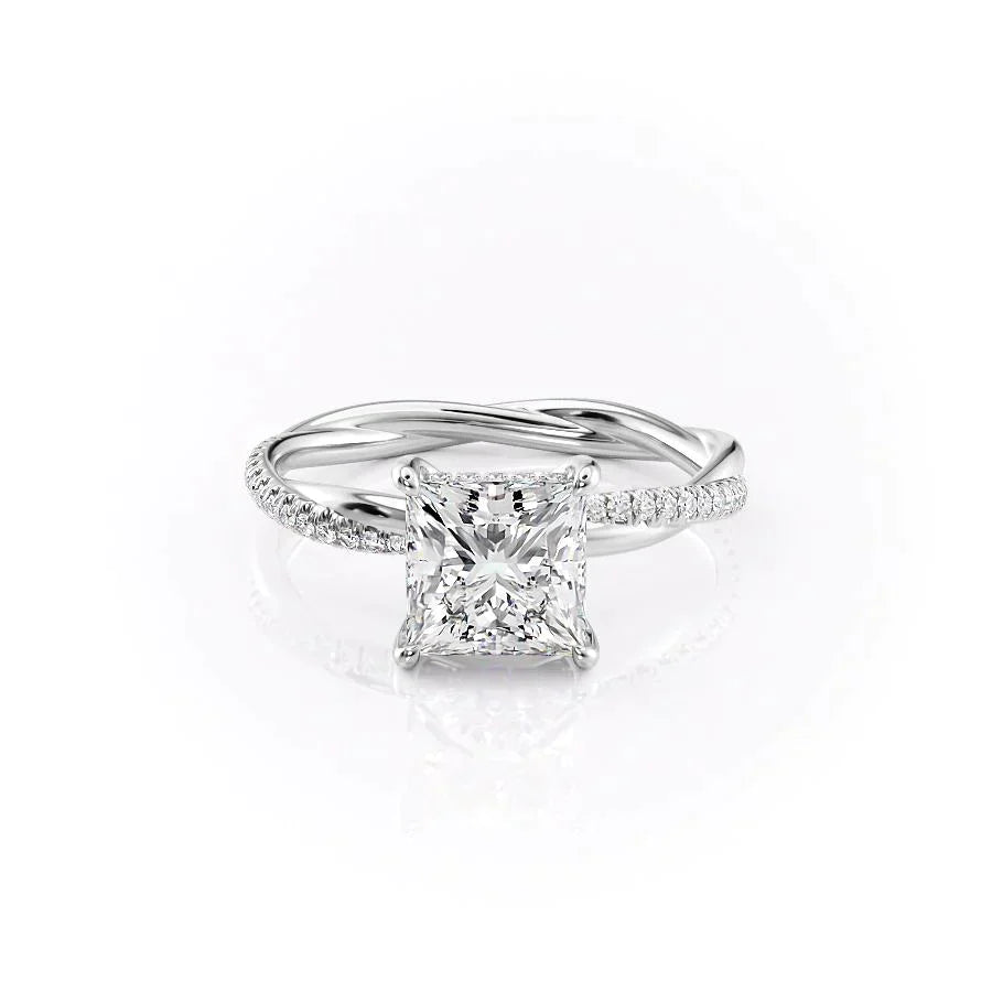 The Stacey Set With A 1 Carat Princess 18K White Gold Lab Diamond