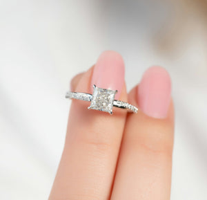 The Stacey Set With A 1 Carat Princess 14K Rose Gold Lab Diamond
