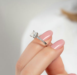 The Stacey Set With A 1 Carat Princess 14K Rose Gold Lab Diamond