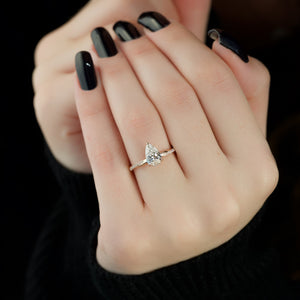 The Stacey Set With A 1 Carat Pear 14K Rose Gold Lab Diamond