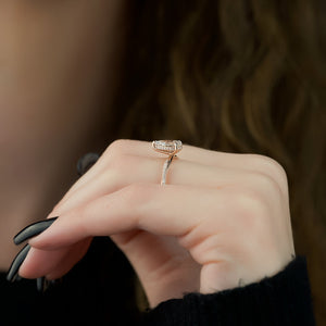 The Stacey Set With A 1 Carat Pear 14K Rose Gold Lab Diamond