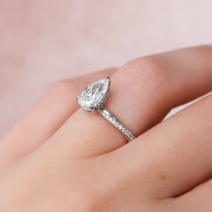 The Stacey Set  With A 3 Carat Pear 18K White Gold Moissanite