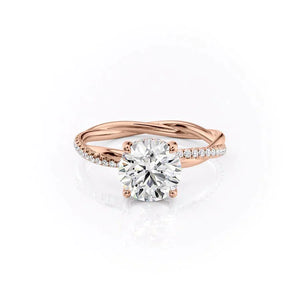 The Stacey Set  With A 4 Carat Round 14K Rose Gold Moissanite
