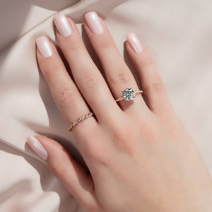 The Stacey Set  With A 4 Carat Round 14K Rose Gold Moissanite