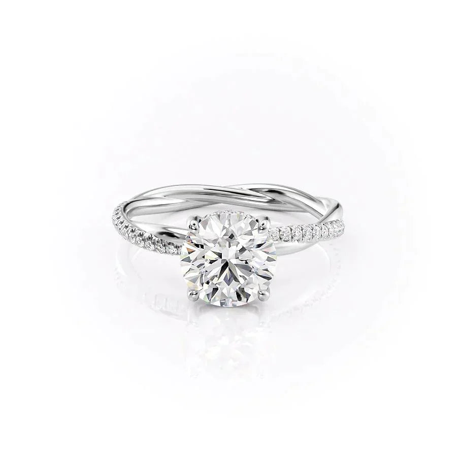 The Stacey Set With A 1 Carat Round 18K White Gold Lab Diamond