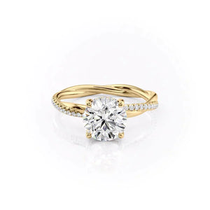 The Stacey Set  With A 3.5 Carat Round 18K Yellow Gold Moissanite