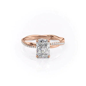 The Stacey Set  With A 4 Carat Radiant 14K Rose Gold Moissanite