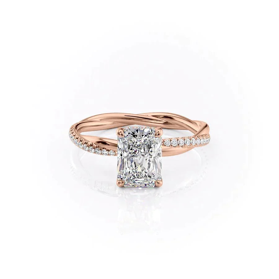 The Stacey Set With A 1 Carat Radiant 14K Rose Gold Lab Diamond