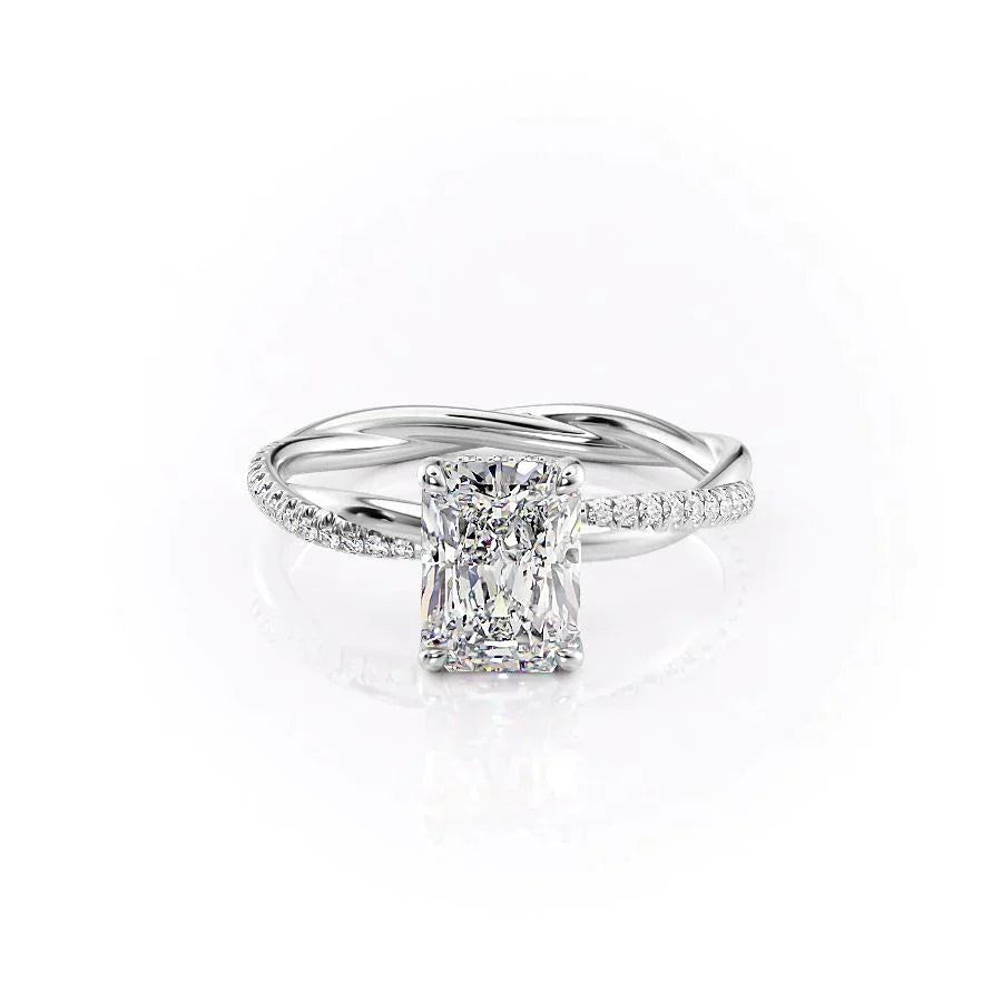 The Stacey Set  With A 3.5 Carat Radiant 18K White Gold Moissanite