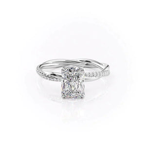The Stacey Set  With A 4.5 Carat Radiant 18K White Gold Moissanite