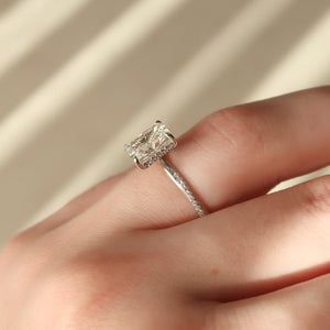 The Stacey Set With A 1 Carat Radiant 14K White Gold Lab Diamond