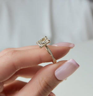 The Stacey Set With A 1 Carat Radiant 18K Yellow Gold Lab Diamond