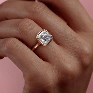 The Charlotte Set  With A 4.5 Carat Cushion 14K Rose Gold Moissanite