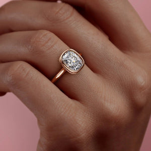 The Charlotte Set  With A 5 Carat E. Cushion 18K Rose Gold Moissanite