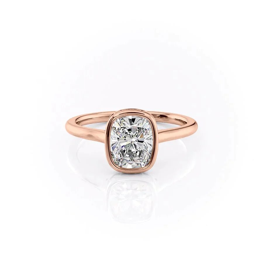 The Charlotte Set  With A 5 Carat E. Cushion 18K Rose Gold Moissanite
