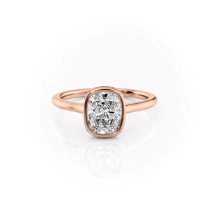 The Charlotte Set  With A 5 Carat E. Cushion 18K Rose Gold Moissanite