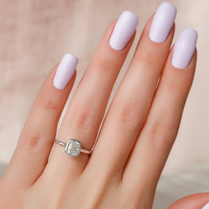 The Charlotte Set With A 2.5 Carat E. Cushion 14K White Gold Lab Diamond
