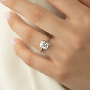 The Charlotte Set With A 2.5 Carat E. Cushion 14K White Gold Lab Diamond