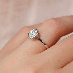 The Charlotte Set With A 2.5 Carat E. Cushion 14K White Gold Lab Diamond