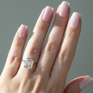 The Charlotte Set  With A 2.5 Carat Emerald 14K White Gold Moissanite