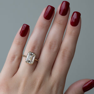 The Charlotte Set  With A 3.5 Carat Emerald 14K Yellow Gold Moissanite