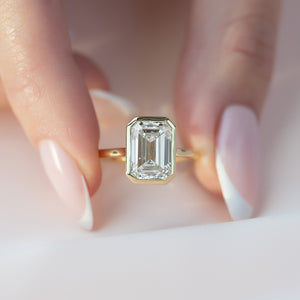 The Charlotte Set  With A 3.5 Carat Emerald 14K Yellow Gold Moissanite