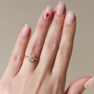 The Charlotte Set  With A 3.5 Carat Emerald 14K Yellow Gold Moissanite
