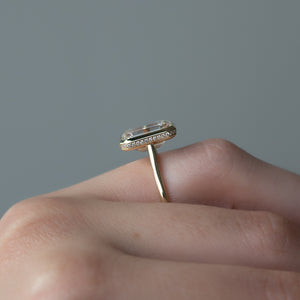 The Charlotte Set  With A 3.5 Carat Emerald 14K Yellow Gold Moissanite