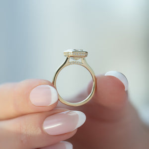 The Charlotte Set  With A 3.5 Carat Emerald 14K Yellow Gold Moissanite