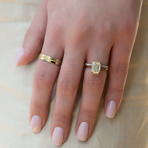 The Charlotte Set  With A 3.5 Carat Emerald 14K Yellow Gold Moissanite