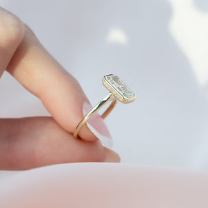 The Charlotte Set  With A 3.5 Carat Emerald 14K Yellow Gold Moissanite