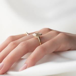 The Charlotte Set  With A 3.5 Carat Emerald 14K Yellow Gold Moissanite