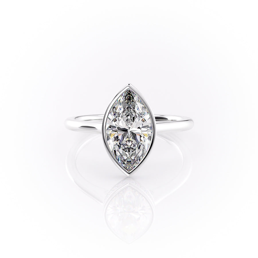 The Charlotte Set With A 2.5 Carat Marquise 18K White Gold Lab Diamond