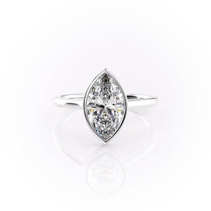 The Charlotte Set With A 2.5 Carat Marquise 18K White Gold Lab Diamond