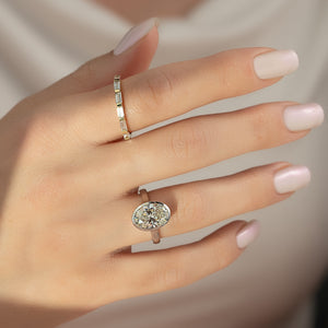 The Charlotte Set  With A 2.5 Carat Oval 18K White Gold Moissanite