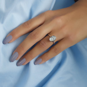 The Charlotte Set  With A 2.5 Carat Oval 18K White Gold Moissanite