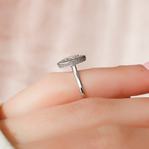 The Charlotte Set  With A 2.5 Carat Oval 18K White Gold Moissanite