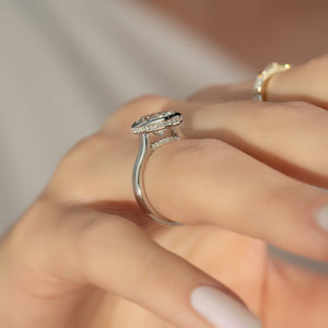 The Charlotte Set  With A 2.5 Carat Oval 18K White Gold Moissanite