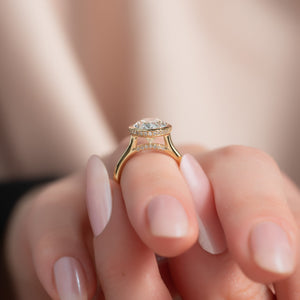 The Charlotte Set  With A 2.5 Carat Oval 18K Yellow Gold Moissanite