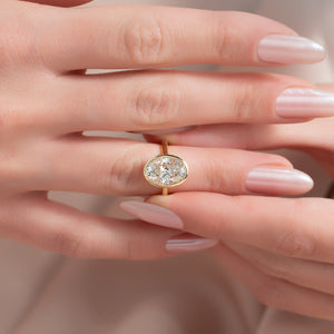 The Charlotte Set  With A 2.5 Carat Oval 18K Yellow Gold Moissanite
