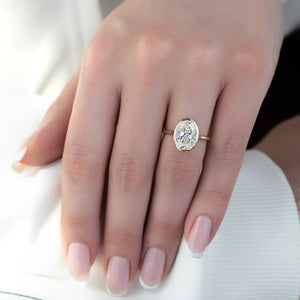 The Charlotte Set  With A 2.5 Carat Oval 18K Yellow Gold Moissanite