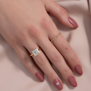 The Charlotte Set  With A 2.5 Carat Princess 18K Yellow Gold Moissanite