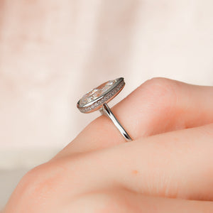 The Charlotte Set  With A 2.5 Carat Pear 14K White Gold Moissanite